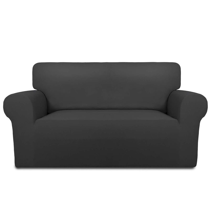 PureFit Super Stretch Sofa Slipcover â€“ Spandex Non Slip Soft Couch Sofa Cover, Washable Furniture Protector with Non Skid Foam and Elastic Bottom for Kids, Pets ï¼ˆLoveseat, Dark Grayï¼‰ - Image 1